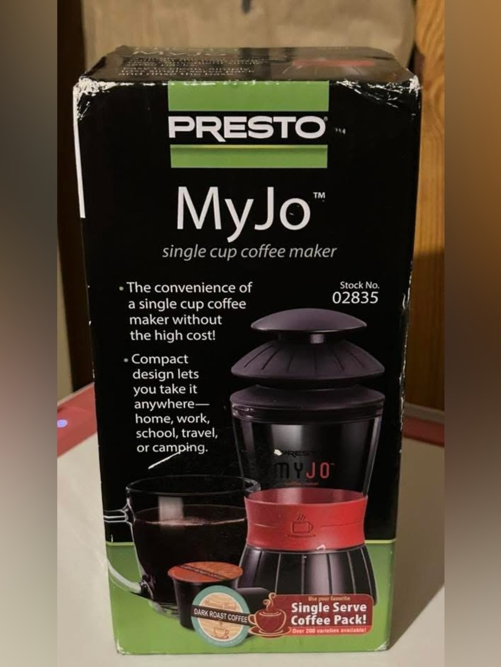 PRESTO MyJo Single Cup Coffee Maker - Black with Red Accent